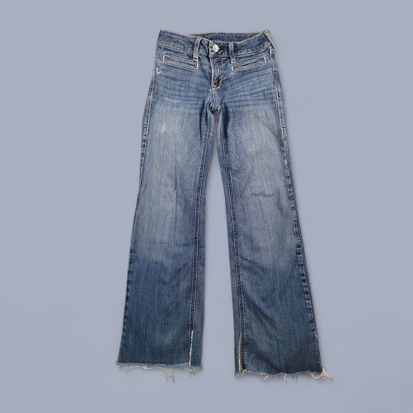 ARIAT Lucy Trouser Jeans Women’s 25R Mid Rise Wide Leg Stretch Denim Raw Hem - Picture 5 of 13